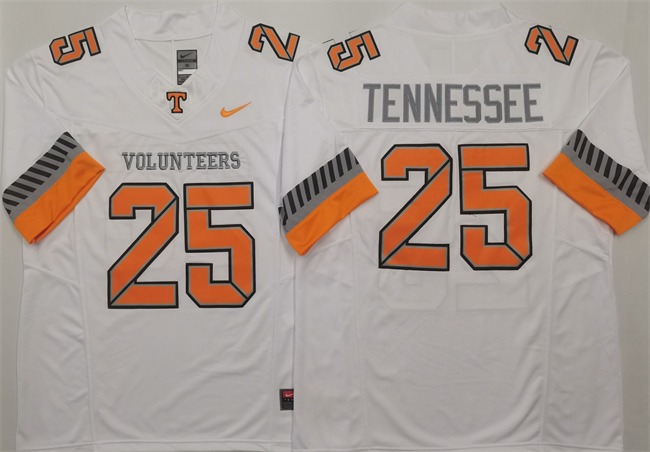Men's Tennessee Volunteers #25 Tennessee White 2025 F.U.S.E. Stitched Jersey